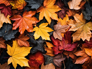 beautiful autumn leaves laying on the ground