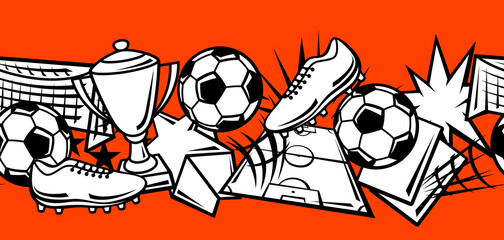 Pattern with soccer symbols. Football club illustration.