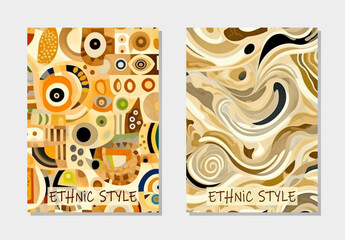 Set of covers in the style of primitivism, vertical ethnic templates. Collection of watercolor geometric backgrounds with tribal exotic pattern. Traditions of the East, Asia, India, Mexico, Aztec