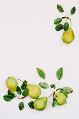 Fresh pears with leaves.