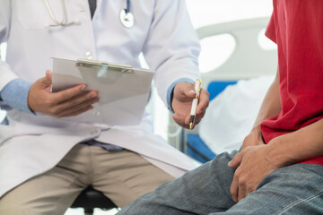 man was examined by doctor for prostate cancer and doctor diagnosed condition in order to treat...
