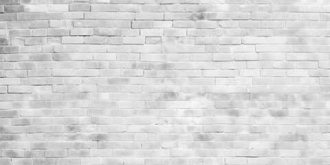 Abstract white brick wall texture for pattern background. wide panorama picture. with copy space design for web banner, Generative AI 