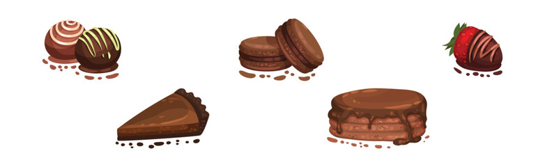 Chocolate Dessert as Sweet and Yummy Treat Vector Set