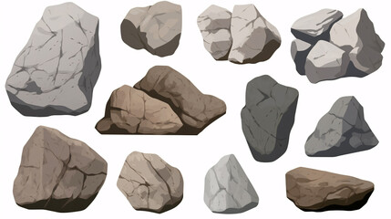 Naklejka premium Set of stones or rocks isolated on White background.
