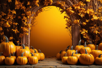 Naklejka na ściany i meble halloween background decorated for traditional autumn holidays. Generative Ai