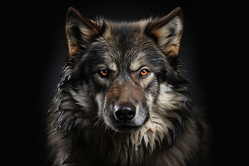 Portrait of an angry wolf. Generative Ai