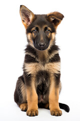 Fototapeta premium Young German Shepherd - Cute Pet Portrait on White Background