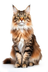 Obraz premium Purebred Maine Coon Cat Sitting Isolated