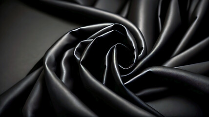 Black luxury fabric background with copy space 3d illustration