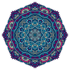 Vector hand drawn doodle mandala. Ethnic mandala with colorful tribal ornament.