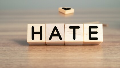word Hate made of wooden block isolated on background
