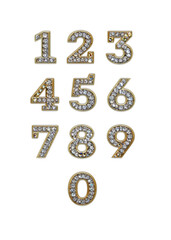 Gold Diamond Studded Numbers #0 -9 Set