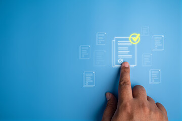 Database directory, E-document management, office concept. Business working on folder and files icon, online documentation database.