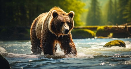 Alaskan Adventure: Brown Bear Catching Salmon in the River