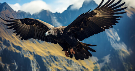 Fototapeta na wymiar Andean Condor in High-Flying Action over South America