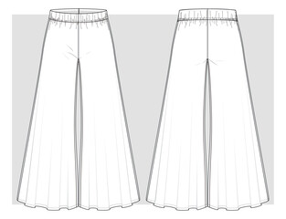 Super wide leg jersey pants. Technical sketch. Vector illustration.