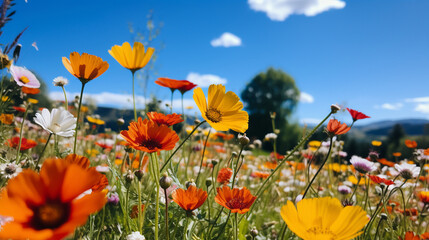 Obraz premium A beautiful wildflower meadow filled with endangered plant species, a protected haven for biodiversity