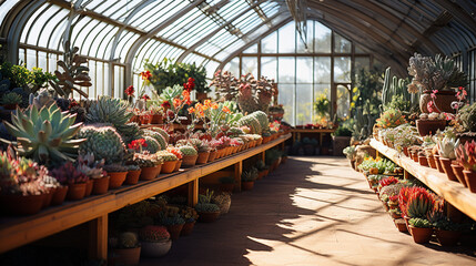 An endangered succulent species flourishing in a well-maintained botanical greenhouse 