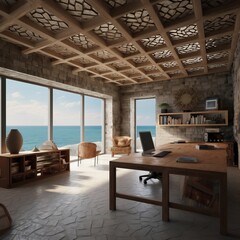 interior ocean view home office