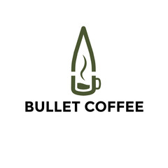 bullet and coffee cup simple vector logo