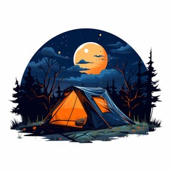 tent in the moonlight illustration