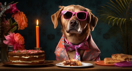 Dog with birthday candles