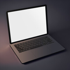Blank Laptop template computer isolated on a greyish background