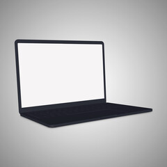 Black laptop blank computer template isolated on a white background