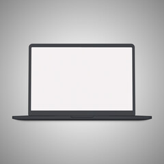 Black laptop blank computer template isolated on a white background