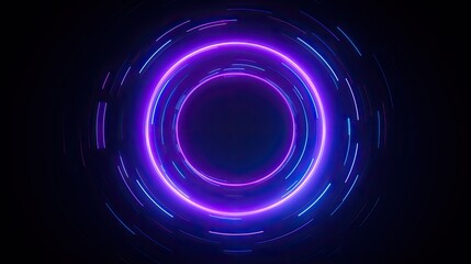 Abstract Circle of Blue and Purple Lights. Generative AI