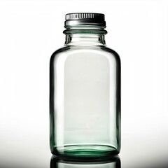 a green glass bottle with a silver cap. ai generated images