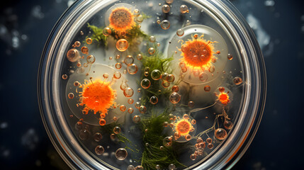 a petri dish with fungal spores (Generative AI)