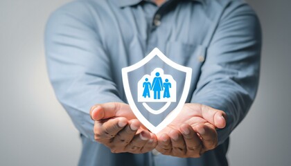 Man hand holding a shield protect  icon