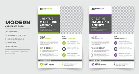 Corporate business flyer template With Color Combination, Brochure design, annual report, poster, flyer in A4, promotion, advertise, publication, cover page,