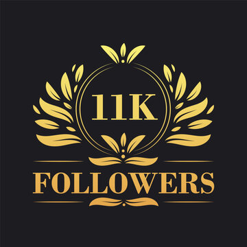 11K Followers celebration design. Luxurious 11K Followers logo for social media followers