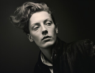 fashion headshot, androgynous person