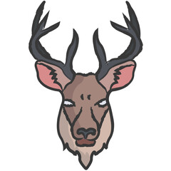 Vector hand drawn Deer face illustration