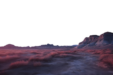 fantasy dry desert landscape as dusk. transparent isolated PNG file. 