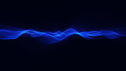Blue digital dots form wave. Futuristic, Modern, Digital, Abstract and technology dots wave background. Data technology. Connecting dots and lines on black background. 3d illustration and 4k footage