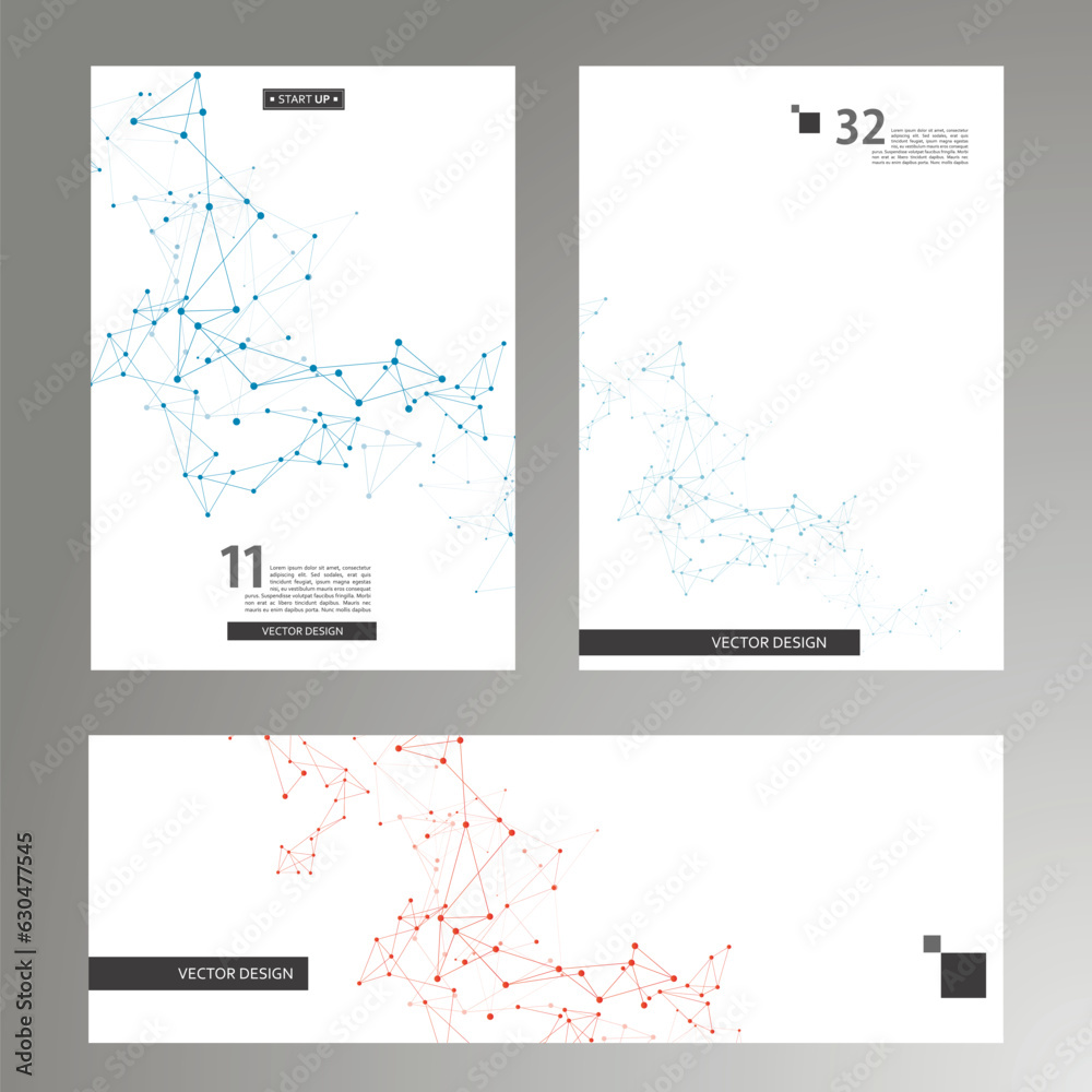 Aufkleber abstract molecules brochure design. connect dots and lines. vector cover template