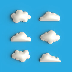 cute 3d cloud vector set design