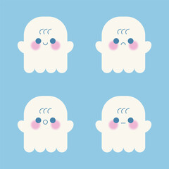 cute flat halloween ghost festival set