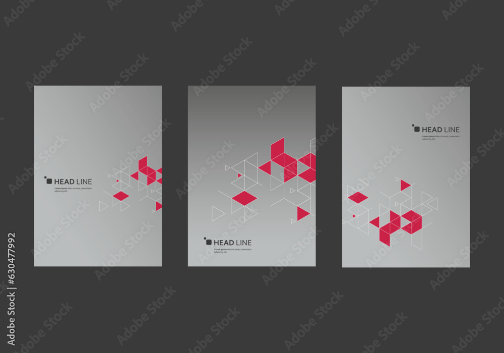 Poster Abstract geometric texture design. Vector illustration. Vector set brochures cover with triangles pattern ornament