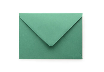 Green paper envelope isolated on white background