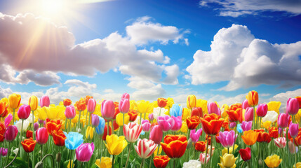 tulip flowers spring  nature field