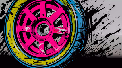 Japanese car tuning Bosozoku, graffiti poster art illustration, Generative AI