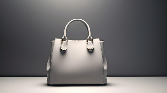 Beautiful trendy smooth youth women's handbag in gray color on a studio background. generated.