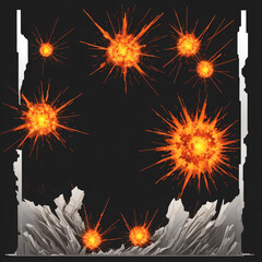 Explosion border isolated on transparent background 