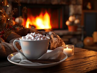 Hot Chocolate in front of fireplace
