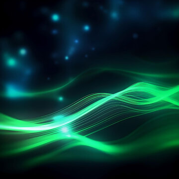 abstract futuristic background with green blue glowing neon moving high speed wave lines and bokeh lights. Data transfer concept Fantastic wallpaper